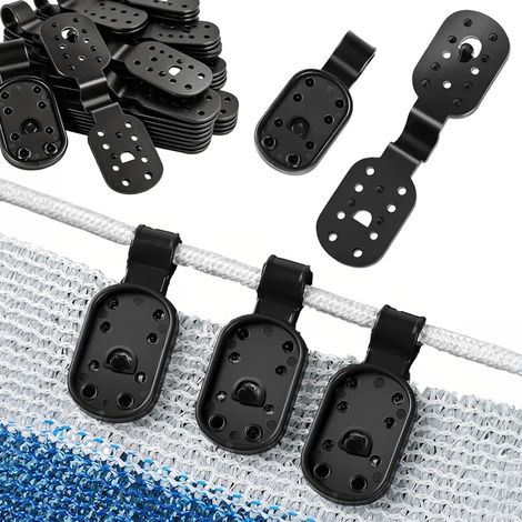 Pince Bache de Fixation, Filet Ombrage Résistant Noir, 100 Pièces (1/5)