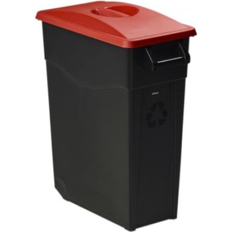 Poubelle de tri mobile Movatri - 65l - noir / rouge (1/3)