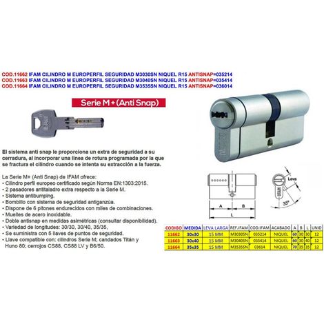 IFAM CILINDRO M EUROPERFIL SEGURID.M3535S NQ R15 ANTISNAP=036014