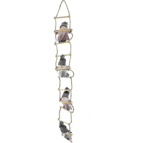 Lot de 5 décorations de Noël à suspendre au sapin : Père Noël en feutrine grimpant à une échelle, pendentif unique, multicolore, pour une utilisation intérieure ou extérieure. (1/5)
