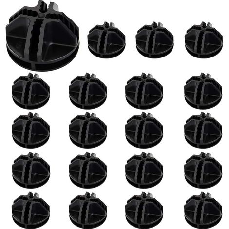 Lot de 20 connecteurs cubiques en plastique noir à emboîtement, avec fermoir et clip de fixation modulaires.