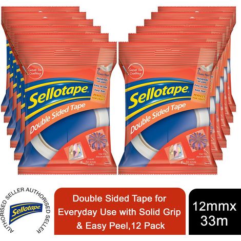Sellotape Double Sided Tape for Everyday Use with Easy Peel 12mmx33m, 12pk (1/5)