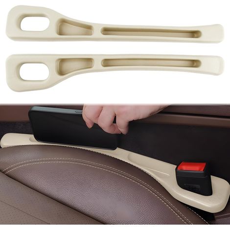 [MAI USATO]Confezione da 2 contenitori portaoggetti per sedili auto, contenitori portaoggetti sintetici universali per piccoli oggetti e telefoni cellulari, compatibili con auto, SUV e camion (beige) (1/5)