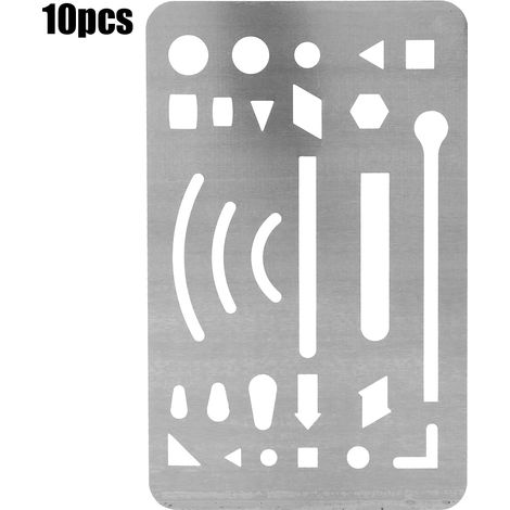Lot 27 trous, 10 pièces règle en acier inoxydable gabarit de dessin technique multifonction pour effacer motif (1/5)