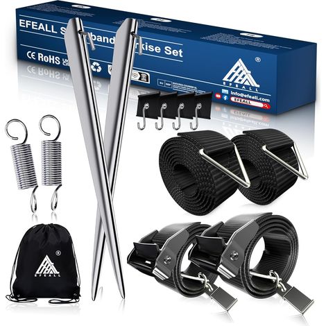Kit de Sangles Anti-tempête pour auvent avec 4 Crochets pour Camping-Cars, Sangle Auvent Caravane, Kit de Sangles Latérales avec Laisse Tempête, Accessoires de Camping-Car (1/5)