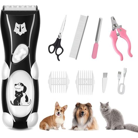 Tondeuse électrique puissante pour poils d'animaux, rechargeable par USB (1/5)