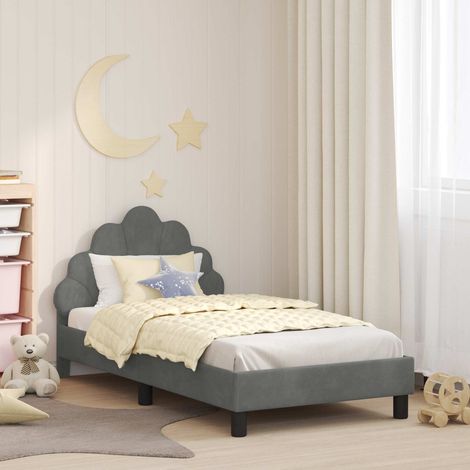 Kinderbettgestell mit Kopfteil Dunkelgrau 80 x 160 cm Samt (1/5)