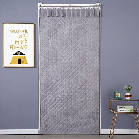 Rideau de porte gris 90 x 200 cm – Isolation thermique (froid/chaleur), occultant – Séparateur de pièce intérieur/extérieur (1/3)
