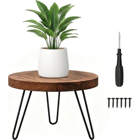 Support Pour Plantes En Bois,25X17Cm,Rond,Charge Élevée,Pour Différentes Tailles De Pots,Étagère À Plantes,Tabouret Pour La [CA257] (1/5)