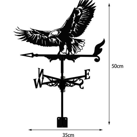 Girouette aigle de mer en acier inoxydable, 35 cm, style rétro, pour poteau de jardin, instrument de mesure professionnel pour exploitations agricoles (1/4)