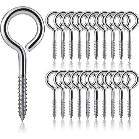 20 Pièces Vis à œillets M5 x 65 Crochets à Vis en Acier Inoxydable 304 Piton à Visser Crochet a Visser Piton à Vis Crochets Métalliques Autotaraudants pour Bricolage, Travaux Manuels, Cadres en Bois (1/4)