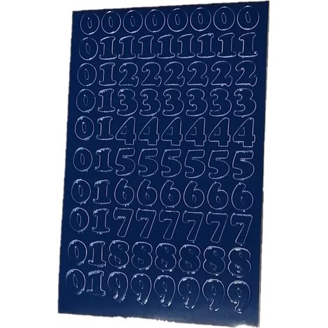 Chiffres autocollants en feuille bleue de 1 cm