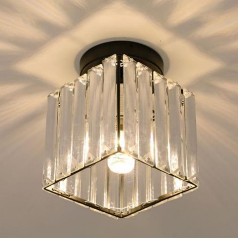 TrAdE Shop Traesio - Plafoniera Lampada Da Soffitto A Cubo Nero Attacco E27 In Cristallo Design Elegante - (1/5)