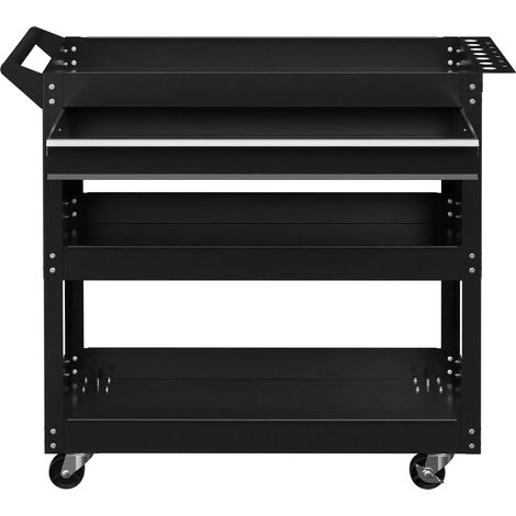 DURHAND Carrello 3 Livelli Acciaio con Cassetto, Nero