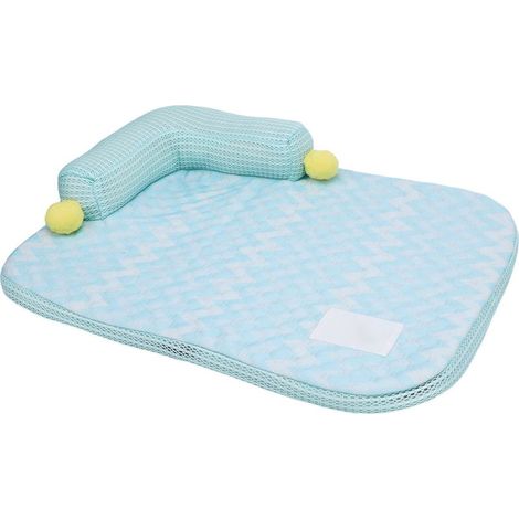 Decdeal Tapis rafraîchissant pour chien avec oreiller lavable en forme de L confortable canapé-lit d'été pour animaux de compagnie pour chats chiens dormant S
