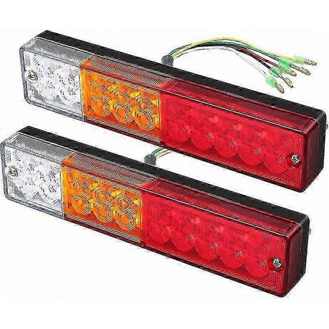 Feux arrière doubles à 40 LED, adaptés aux remorques, camions, camping-cars, bateaux et fourgons aménagés, avec protection UV. (1/4)