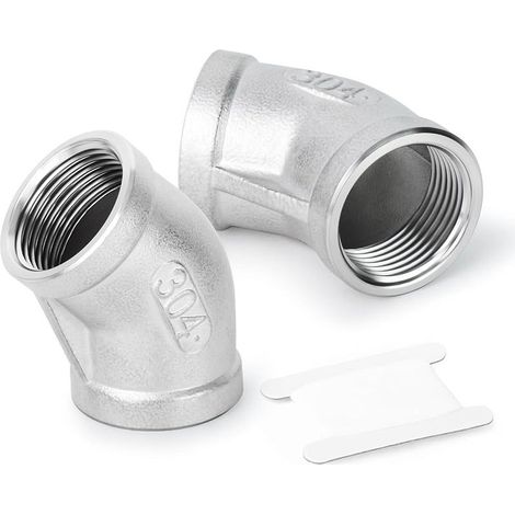 CYRILL - 2 pezzi 1/2" connettore frazionato da femmina a femmina in acciaio inossidabile 304 a 45 gradi per il collegamento del tubo (1/5)