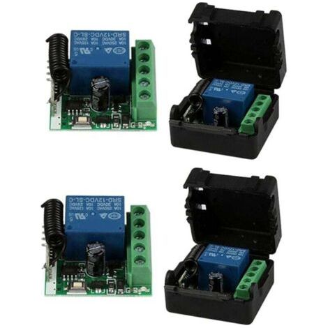 Set mit 2 universellen drahtlosen Funkschaltern, 12 V, 1 Kanal, 433 MHz, Empfänger und Sender, Druckknopf zum Selberbauen.