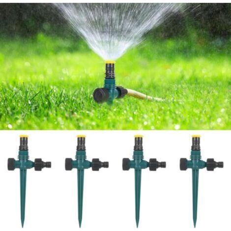 Lot de 4 arroseurs de pelouse avec piquet et 4 tandem réglables à 360 ° - Arroseur de jardin automatique pour jardin, pelouse, plantes (1/5)