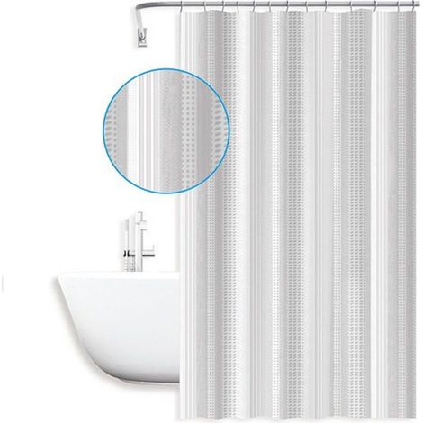 TRADE SHOP - Tenda Doccia Antimuffa Impermeabile 180 X 200 Cm Con Anelli Bagno Righe 59811 - (1/2)