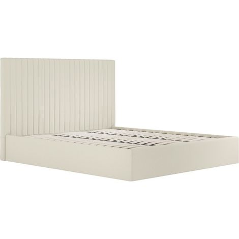 Berlin Tall Ottoman Super King Size Bed Frame- Weave - L213 x W198 x H124 cm - Milk - Flat Pack