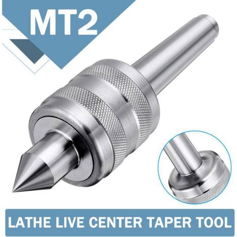 Centre tournant vif MT2 - Précision 0,001 mm - Roulement triple - Pour tour bois et métal CNC - 1 pièce (1/2)