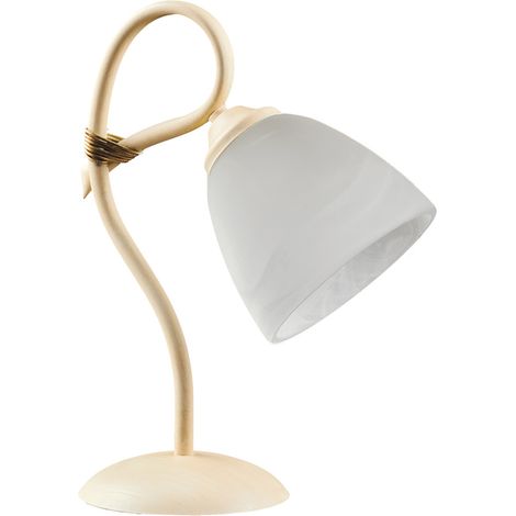 Lumetto comodino ferro Avorio decape paralume vetro Alabastro Bianco 23x h31 cm (1/3)