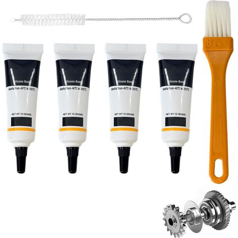 Graisse Silicone Alimentaire pour Machines à Café – Lot de 4 Graisses Silicone avec 2 Brossettes – Haute Résistance aux Températures, Étanchéité Renforcée pour Joints Toriques, Roulements et Appareils (1/5)