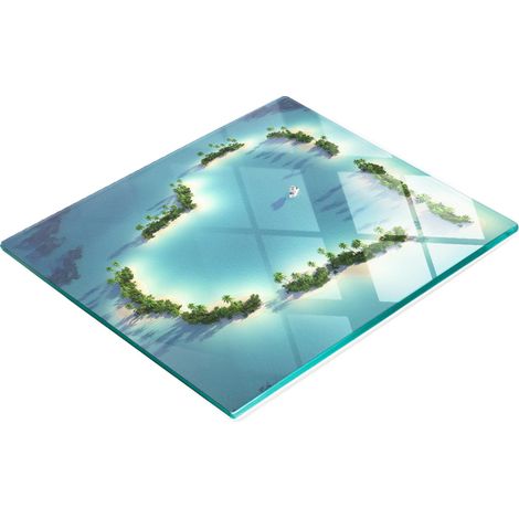 Tablero de vidrio duradero y elegante con dise帽o de isla en forma de coraz贸n, 60x52 cm.