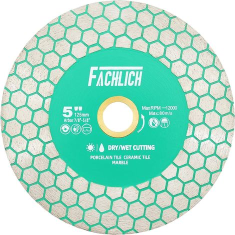 125 mm Diamond Tile Disc – 5 Inch Double Sided Cutting Grinding Blade Diamond Saw for Porcelain Ceramic Marble Granite Hexagonal Design for Angle Grinder (1/5)