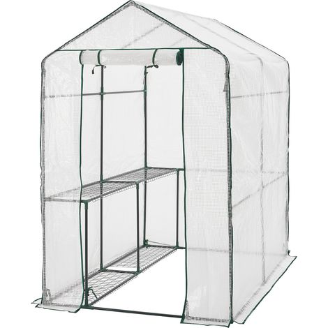 Gewächshaus Oosterhout mit Ablagen 120x186x190cm Transparent [en.casa]