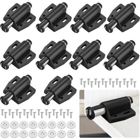 Ciel-10 PCS Loqueteau Magnétique à Pression Loquet Aimanté en Plastique Loquet Magnétique à Fermeture Douce pour Porte Cabinet Tiroir Placard Coulissante Chambre Cuisine Salle de Bain - Noir (1/5)