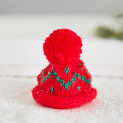 Chapeau Tricoté Noël - Décoration Arbre De Noël - Embellissement Bouteille Vin - 6 x 6,5 cm - Lot de 1 (1/5)