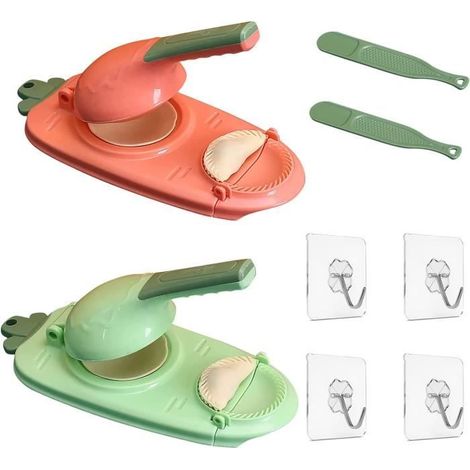 Ravioli Machine - Lot de 2 moules à dumpling - Polypropylène - Rose et Vert - Design ergonomique (1/4)
