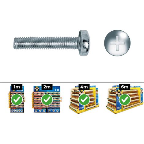 Boîte de 200 unités de vis métriques bombées PHILIPS Ø6x30mm zinguées