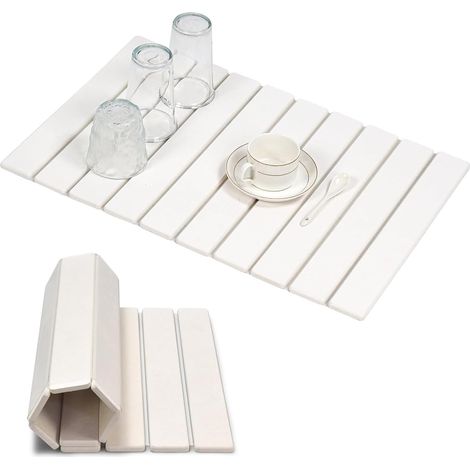 1 Tapis Egouttoir Vaisselle Diatomite Tapis(39×60 CM) Cuisine Tapis de Bain Diatomite Évier et Cuisine Tapis Vaisselle Absorbant Egouttoir Vaisselle Pliable,Blanc Egouttoir Vaisselle Sur Evier (1/5)