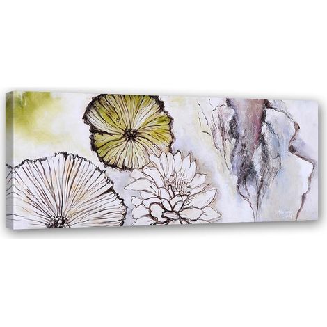 Tableau sur toile Panorama peint fleurs 90x30 (1/5)