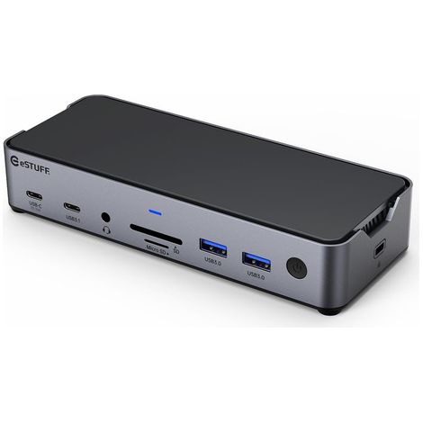Docking station eSTUFF GLB232006 USB-C 3.2 Gen 1 in alluminio nero (1/5)