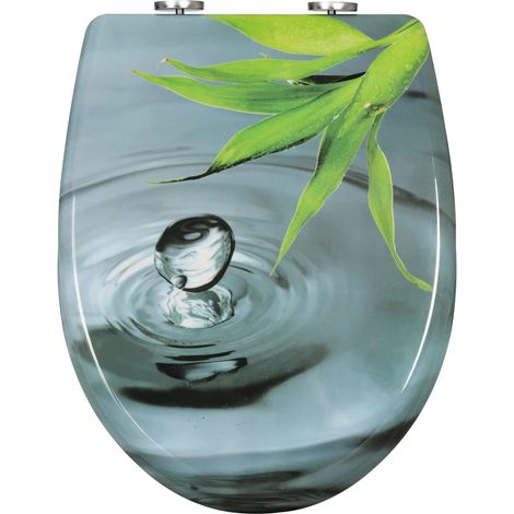 WOLTU Sedile Wc Universale Copriwater In Duroplast a Forma di O, Goccia D'acqua Grigia
