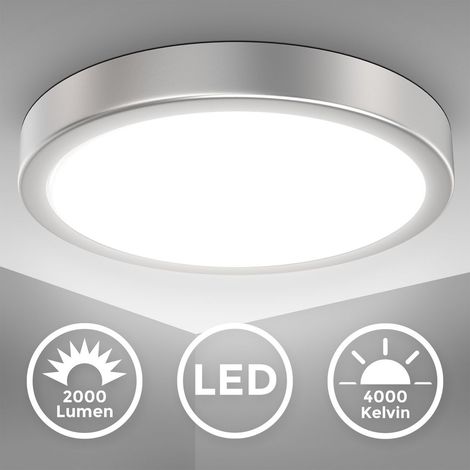 Deckenlampe Ø28 cm - 18W, 2000lm, LED, neutralweiß, silberfarbig