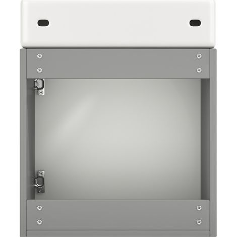 Mueble de baño suspendido con lavabo cerámico 46 x 26 x 56 cm MDF gris y blanco HOMVRA (1/5)