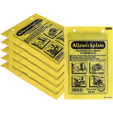 Kotarbau – Lot de 10 films de recouvrement 4 x 5 m – Film transparent en polyéthylène recyclé – Protection peinture, poussière et produits chimiques (1/5)