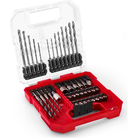 Einhell L-CASE 40-tlg. Bit- und Bohrer-Set (25-mm-Bits, Schnellwechselbithalter, Steckschlüssel, Senker, Metall-, Stein- und Holzbohrer inkl. Aufbewahrungsbox)