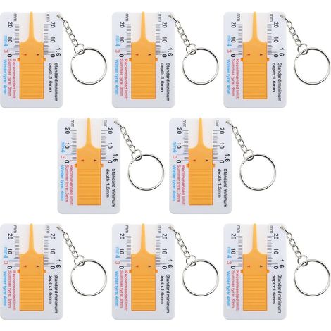 8pcs 0-20mm Tire Depth Gauge Portable Tire Depth Gauge with Keychain for Car Motorcycle Truck Caravan Trailer Plastic Measuring Tool (1/5)