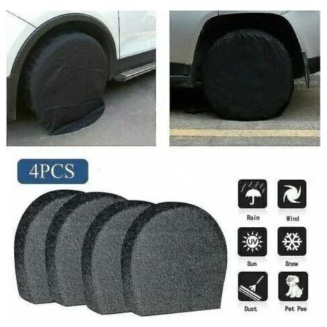Lot de 4 housses de pneus étanches – Protection anti-corrosion pour roues de secours, remorque, camping-car – Tissu Oxford résistant noir L (1/3)