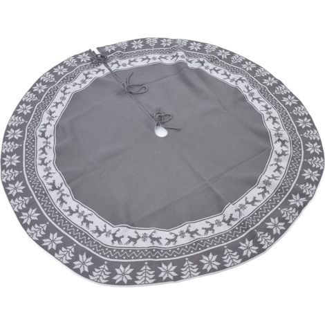 Jupe de sapin de Noël tricotée, tapis de protection de sol réutilisable pour sapin de Noël, décoration de fête à la maison, gris (1/5)
