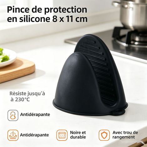 Protège-oreilles de casserole en silicone, manchon isolant thermique, protection anti-brûlure pour poignées latérales de poêle et faitout, dimensions 8 x 11 cm (1/5)