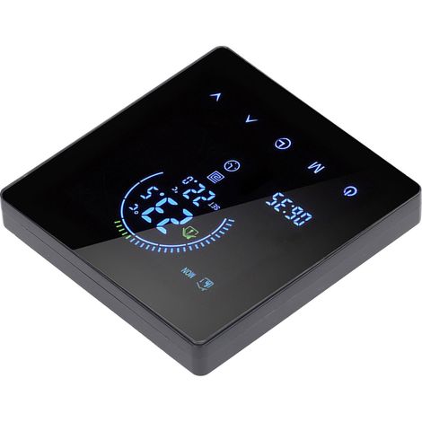 Thermostat intelligent 3A avec écran tactile couleur LCD pour chauffe-eau, idéal pour la maison, le bureau, les centres commerciaux et les magasins. Modèle standard noir. (1/5)