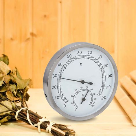 Thermomètre-hygromètre 2 en 1 en acier inoxydable pour sauna et hammam, intérieur (1/5)