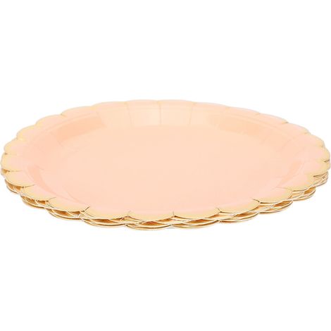 runde Einwegteller aus Pappe, 18 cm, rosa, für Geburtstage, Hochzeiten, Partys